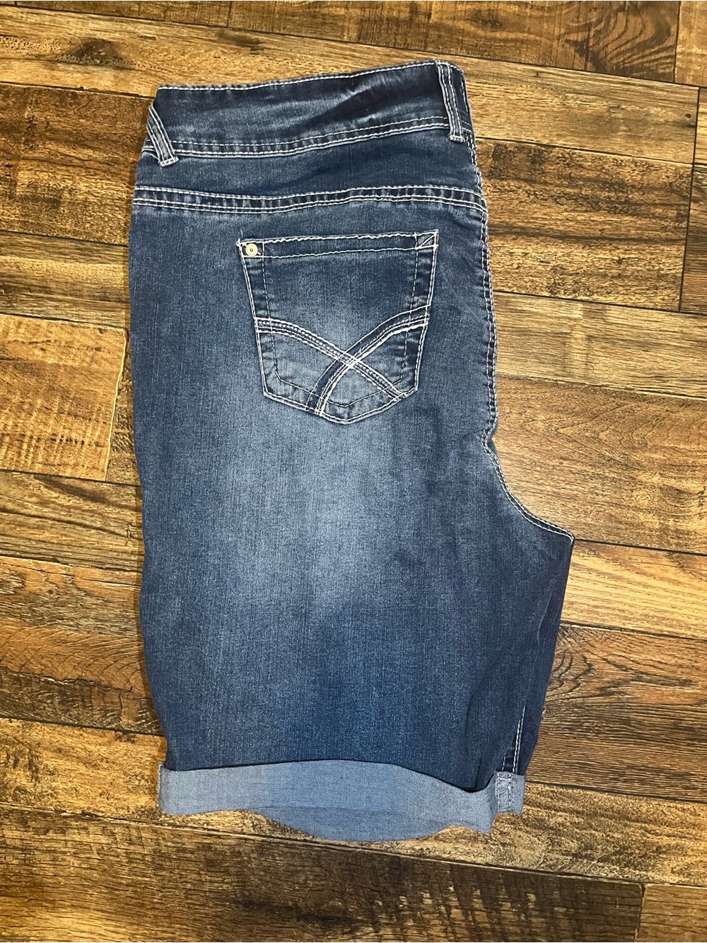 Wallflower Dark Blue Rolled Hem Denim Shorts